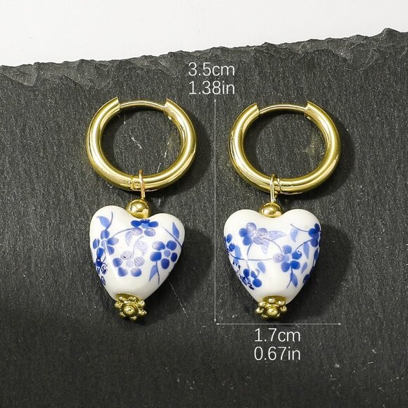 Multicolor Sexy Women's Ceramic Heart-Shaped Earrings - Picture 3 of 3